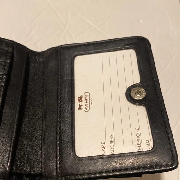 Coach mini wallet patent leather purse zip black silver - Picture 12 of 12